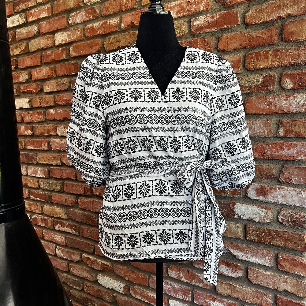 Ann Taylor Dobby Wrap Blouse